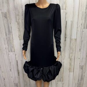 After Dark Vintage‎ 80’s Black Dress with Ruffled Taffeta Hem